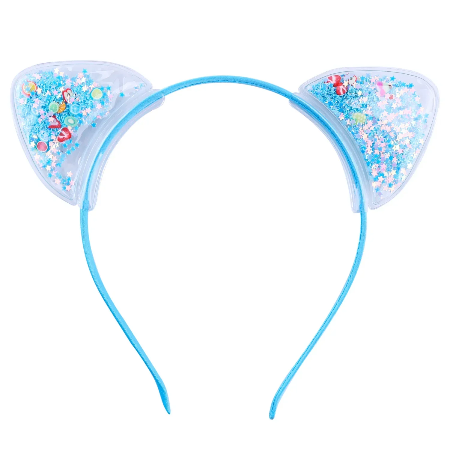 Transparent Headband with Lovely Cartoon Quicksand Ear Decoration, Sweet Cat Ear Hair Accessory for Children