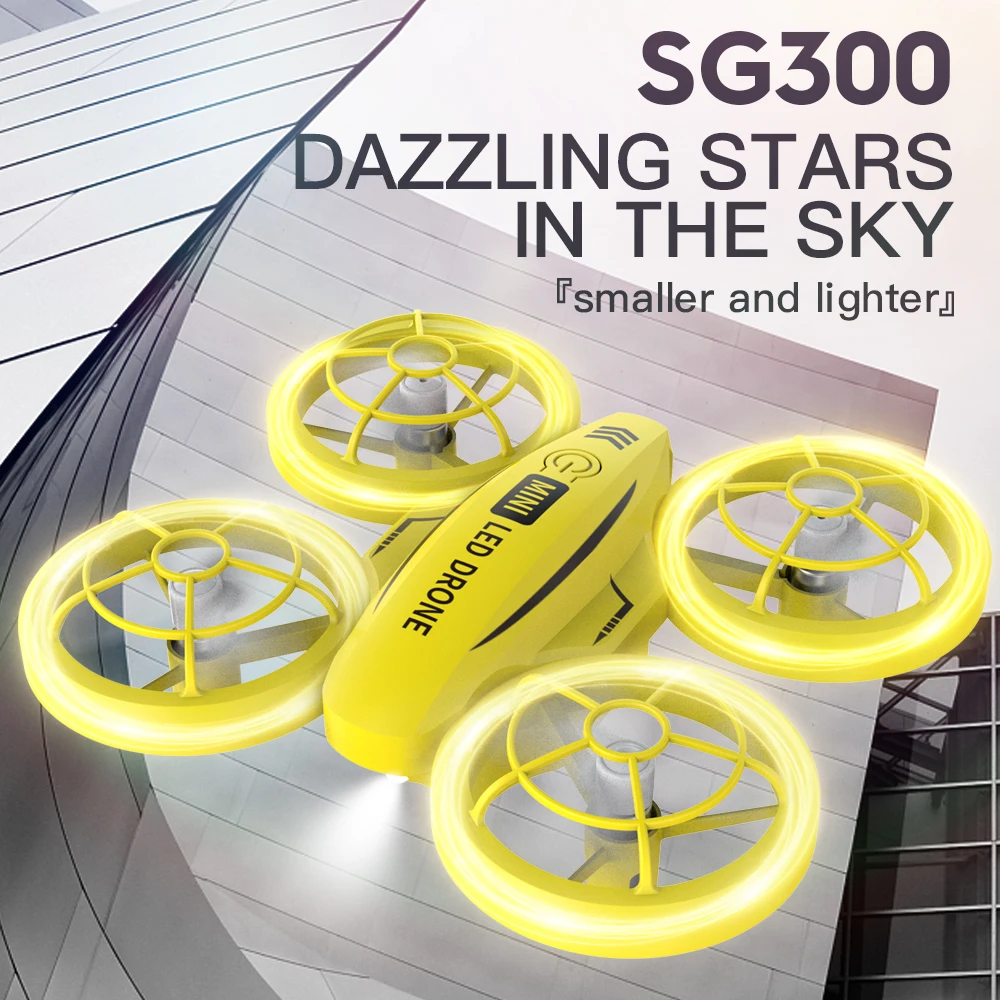 Eboyu Sg300 Mini Rc Drone 2.4Ghz 4ch Rc Quadcopter Met Bescherming Netto Hoogte Houden Kleurrijke Led Lights Rc Helikopter Cadeau Speelgoed