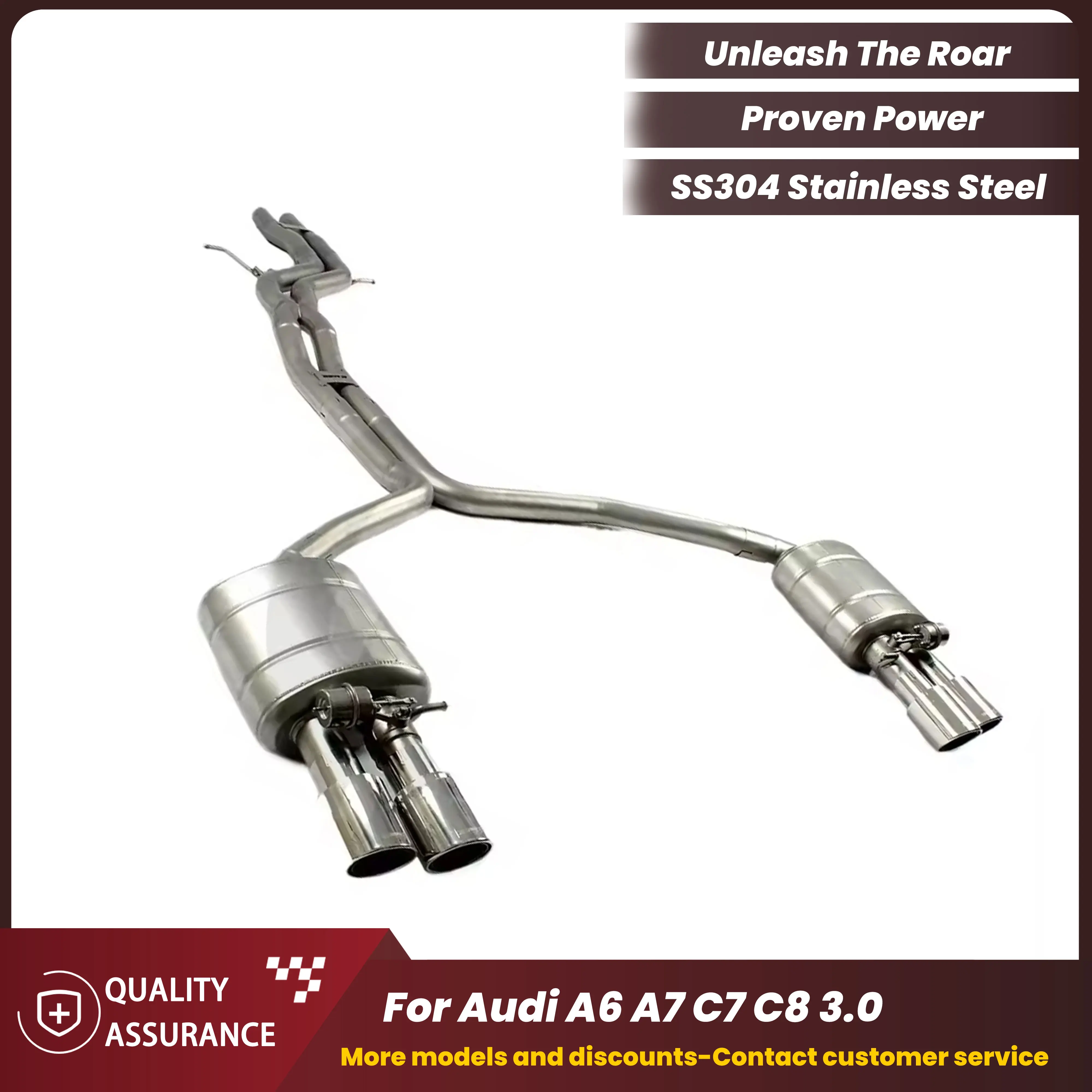 

ECCF SUS304 Stainless Steel Catback Performance Exhaust for Audi A6 A7 C7 C8 3.0T 2019-2022