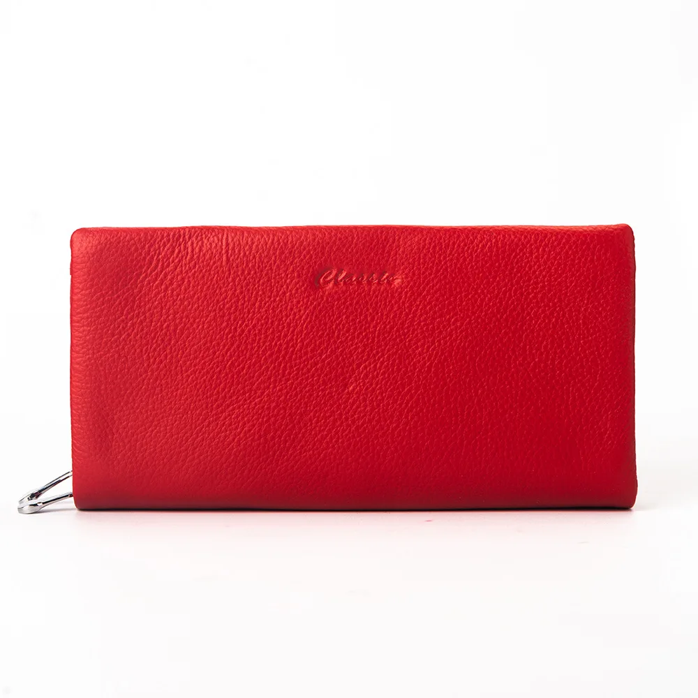 

RFID Card Holder Genuine Leather Wallet Woman Soft Real Cow Leather Purse Long Cowhide Clutch Bag