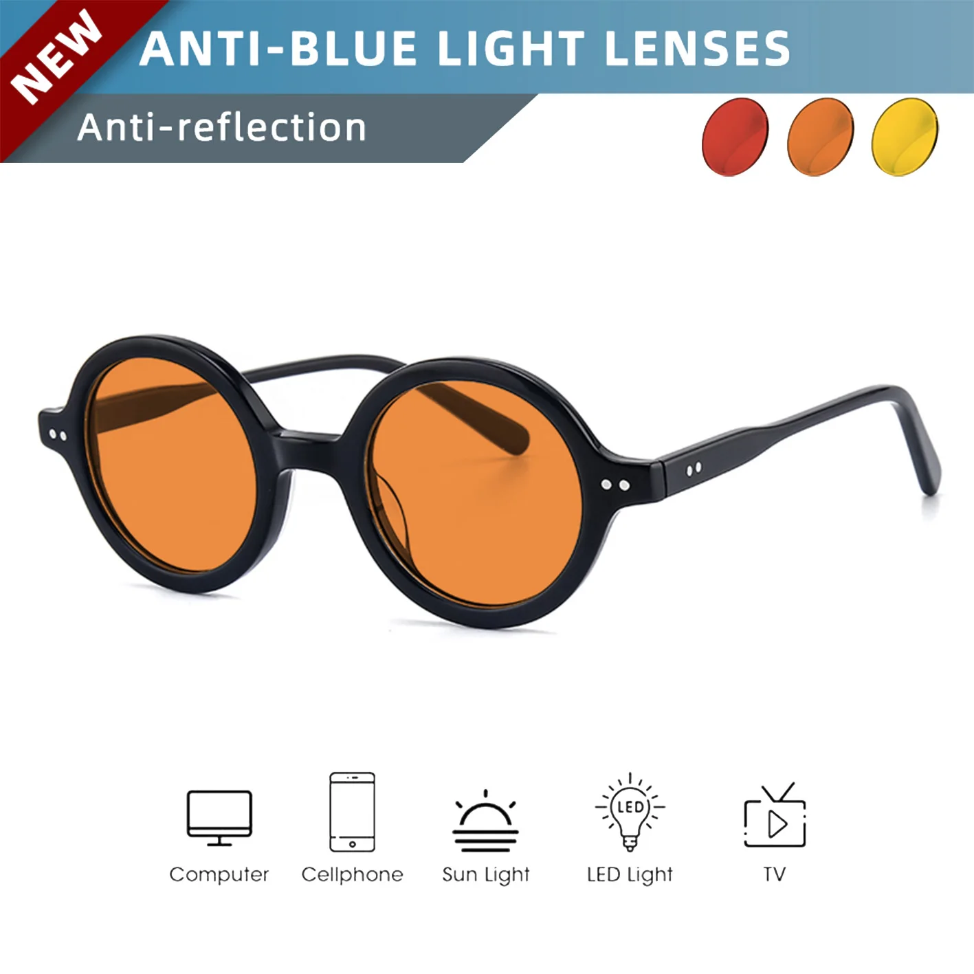 OKH Red Yellow Lens Biohacking Glasses Circadian Eyewear Relieve Gaming Computer Eye Strain Promote Melatonin for Restful Sleep