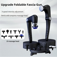 Foldable Massage Gun Deep Tissue with Heat & Cold Head Adjustable Angles Portable Percussion Back Massager for Muscle Neck Body