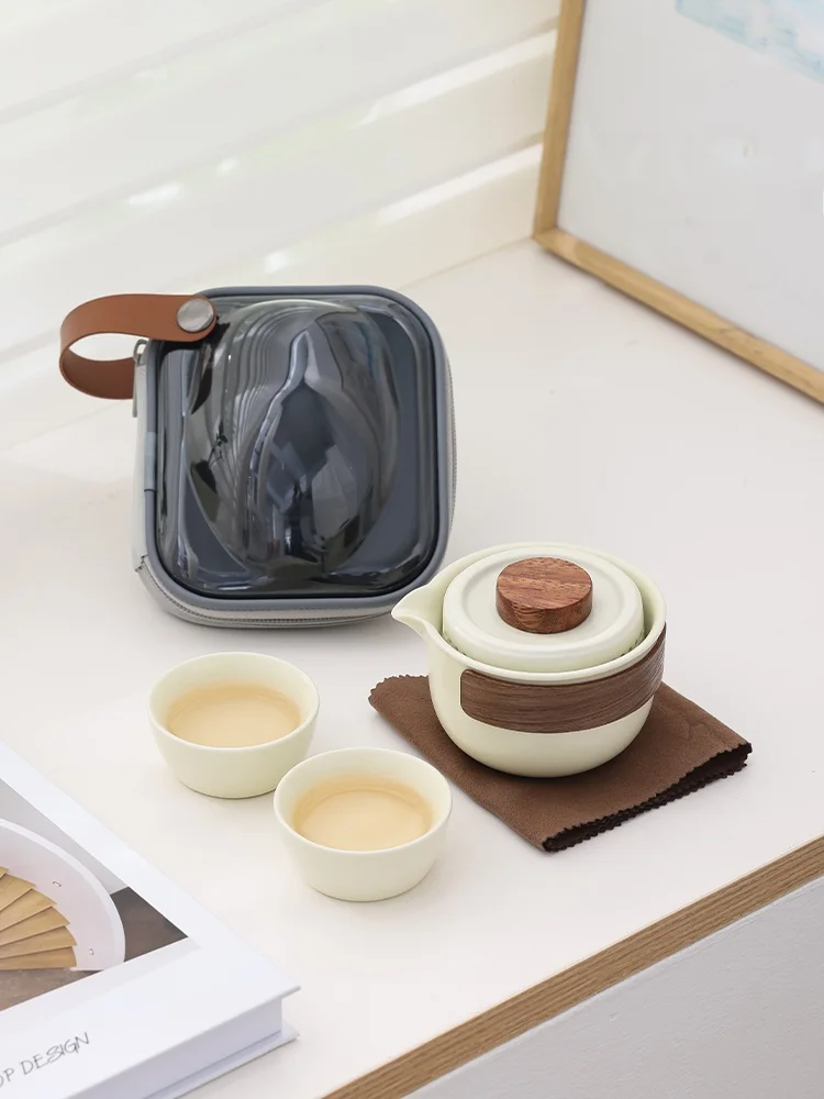 

Портативный дорожный чайный набор из керамики на две чашки Tang Feng Yu Yuan, быстрый набор для гостей, посуда для уличного обеда TF00459