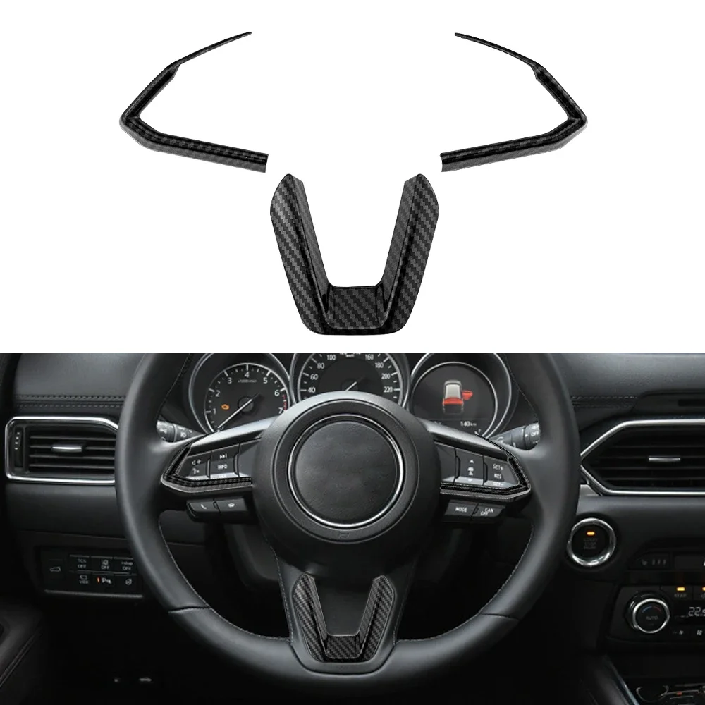 For Mazda 3 6 CX3 CX-3 CX-5 CX5 CX8 CX 9 Axela ATENZA 2017 2018 2019 3Pcs Car Steering Wheel Trim Sequins Cover Sticker