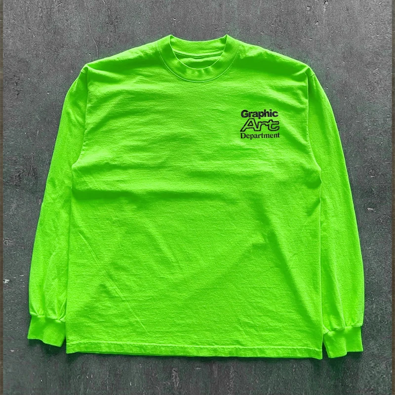 Loose Long Sleeve T-Shirt 260G Heavyweight Retro INS Trendy Unisex Student Youthful Popular round Neck Shoulder Drop Style