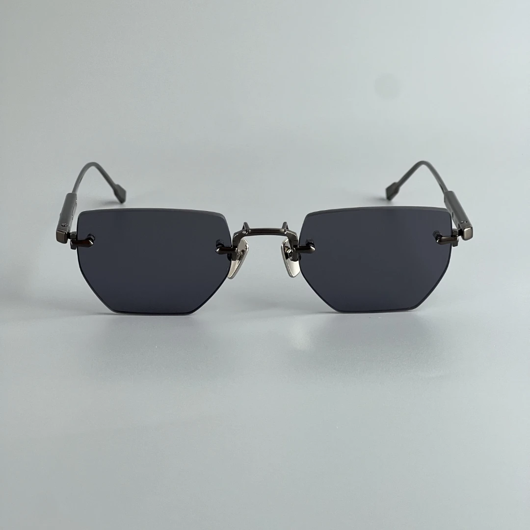 Rimless Handcrafted Sunglasses UV400 Classical Vintage High Street Alloy Outdoor Eyewear with Case