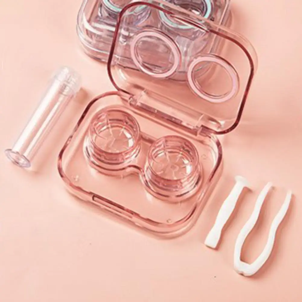 

Portable Contact Lens Box Transparent Tweezers Suction Stick Container Set Plastic Contact Lenses Storage Box for Travel