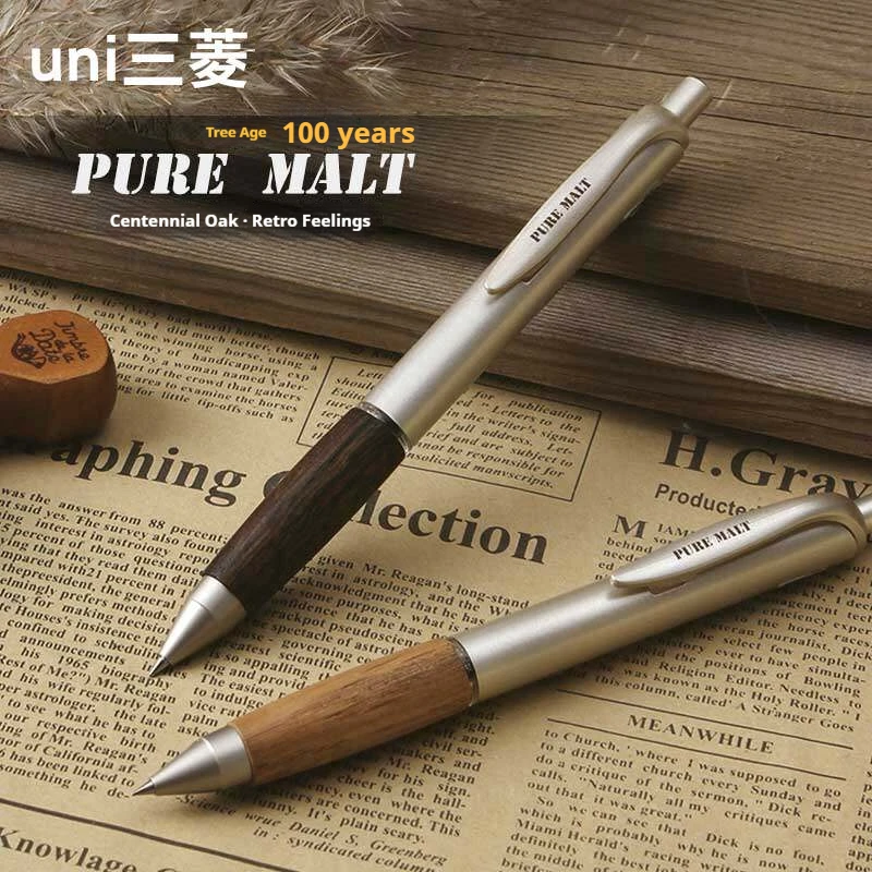 Uni Mitsubishi UMN-515 Gel Pen,Natural Oak Wood Grip Professional 0.5mm Precision Nib ForMeeting,Sign Work,Study,Aesthetic Style
