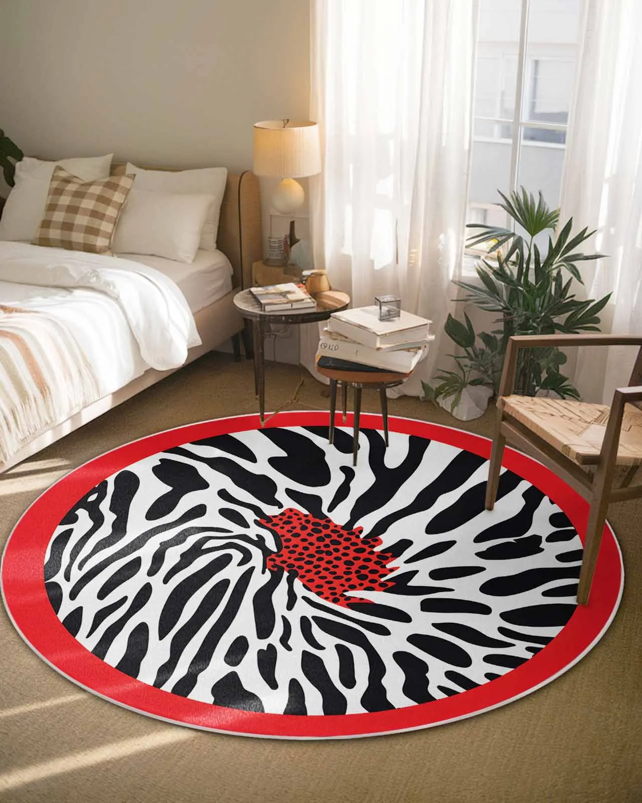 

Нескользящий круглый ковер с леопардовым принтом и зеброй — круглый ковер в красные и черные полосы, впитывающий мягкий напольный коврик для гостиной и спальни
