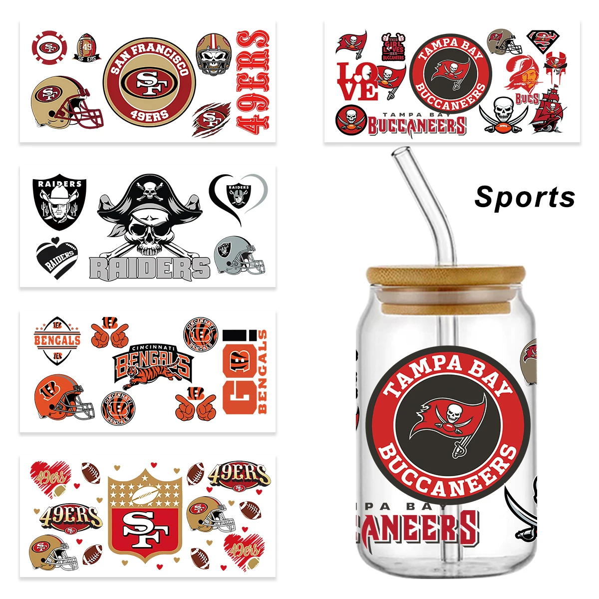 

3D UV DTF Transfers Stickers Sports For 16OZ Waterproof and UV-proof cup Custom Decals sticker