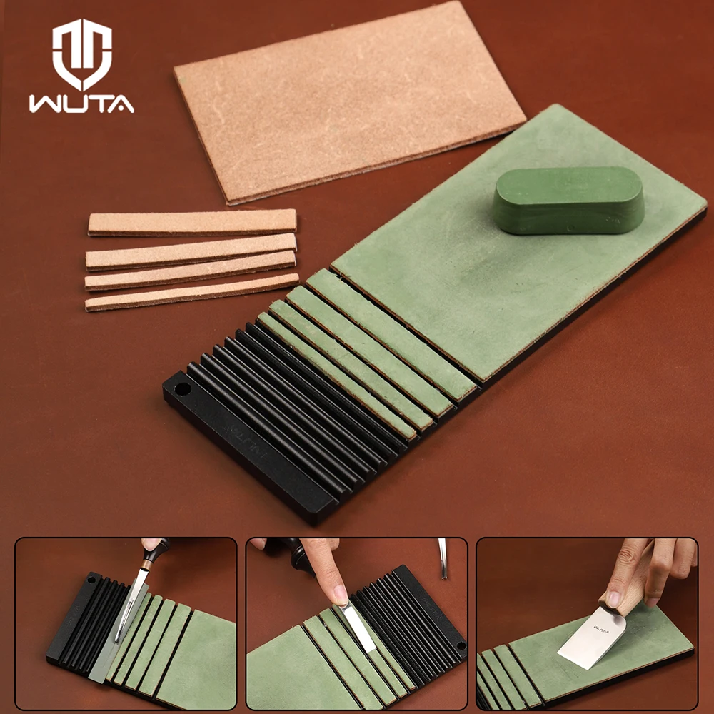 WUTA 2nd Gen Multifunctional Leather Edge Beveler Sharpener Kit Wider Skiver Knife Sharpening Strop Grind Polishing Craft Tools