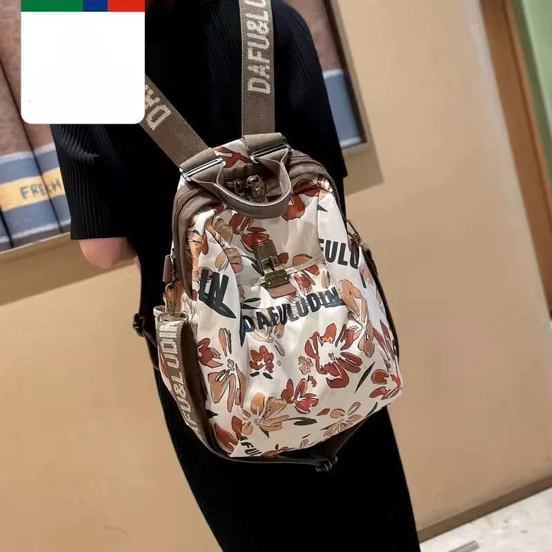 

Printing Bag Travel Backpack Women 2025 New One Shoulder Handlebag Fashion Oxford Cloth Women Backpack Leisure Travel Bagpack