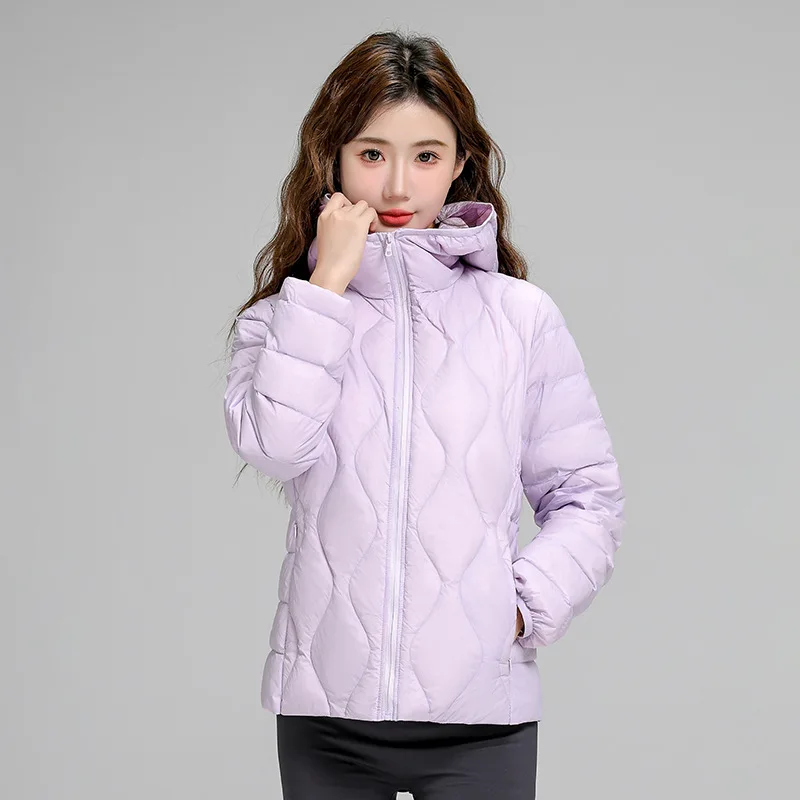 Piumino con cappuccio Parka 2025 Nuovo Autunno Inverno Donna Leggero Sottile Piumino d'anatra bianco Donna Breve Bigsize Caldo Puffer Outwears