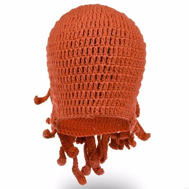 الجدة مضحك الأخطبوط قناع محبوك قبعة صوف قبعة الأذن حماية لعيد الميلاد أغطية الرأس #1