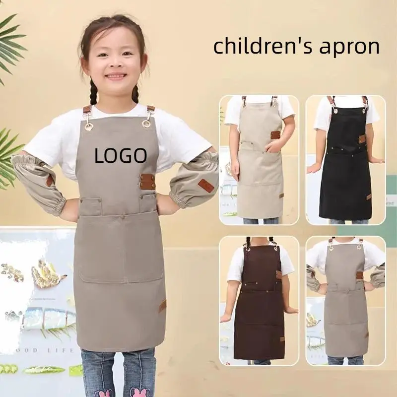 Customized Children's Apron Logo Printing Parent-child Drawing Handmade Boy And Girl Canvas Waterproof Kitchen Cover