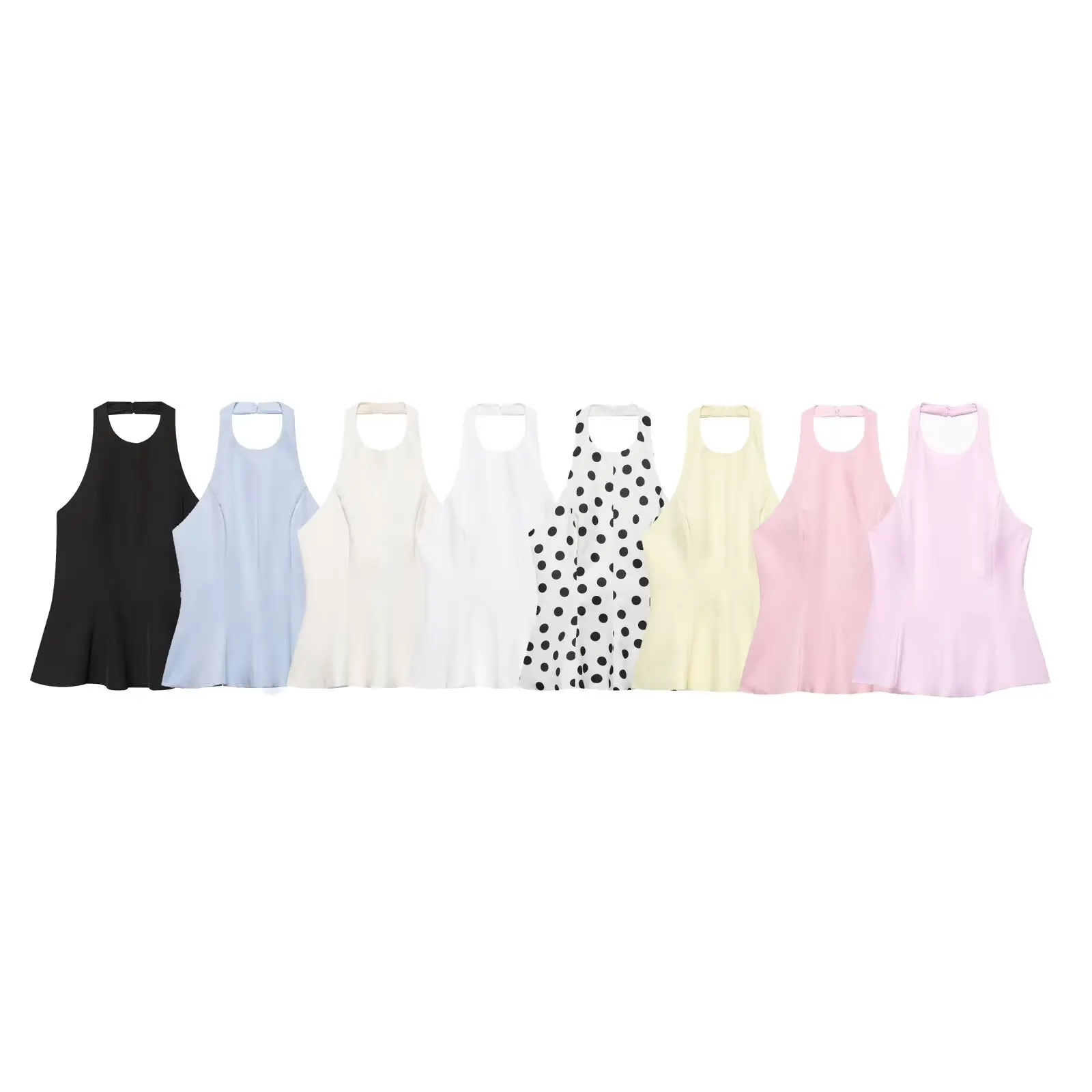 Women's Hanging Neck Collar Sleeveless Top Summer New Female Chic Backless Sexy Short Skirt Hem Camisole Lady Street Party Top