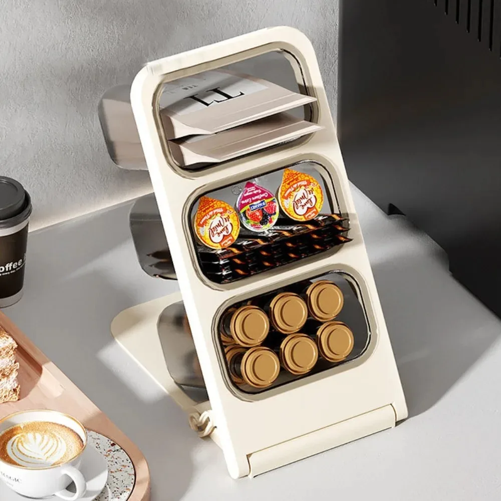 Desktop Cosmetics Storage Box, Office Large Capacity Oblique Plug-In Pen Holder, Household Partitioned Stationery Storage