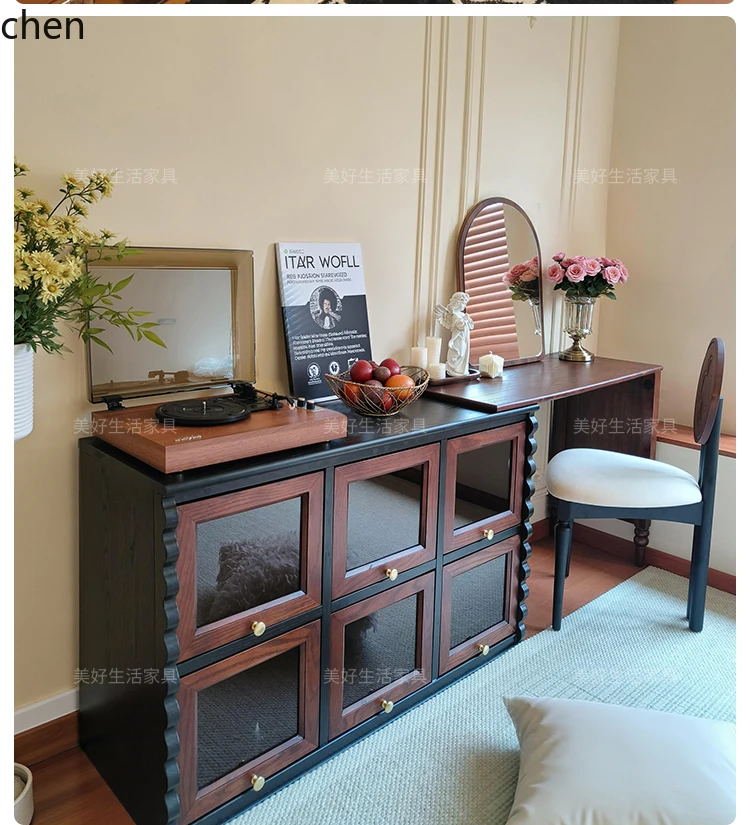 

QZT Bedroom Dressing Table and Chest of Drawers Integrated Cabinet Bedside Makeup Table Solid Wood Makeup Desk