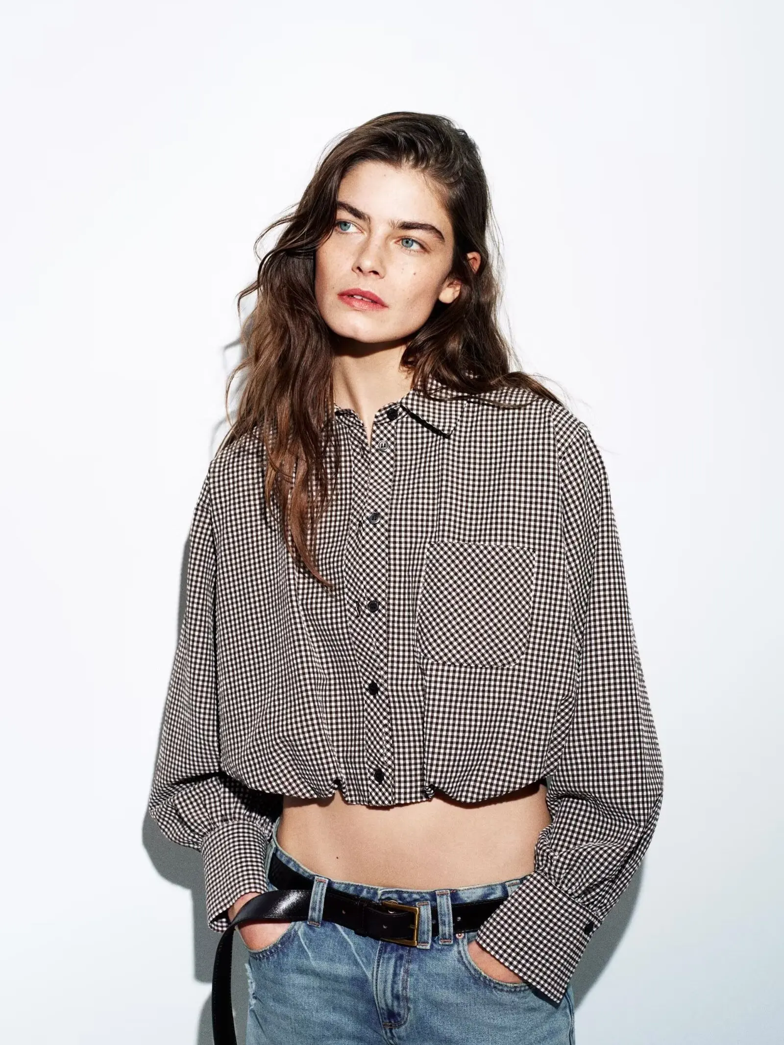Spring New Arrival Women's Plaid Bubble Shirt Short Style 18-25 Years Old Suitable ZA2026 2331524 087 2331524 605