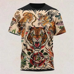 New T Shirt Colorful Tiger Graphic Short-sleeved T-shirt O Neck 3d Print T Shirts Daily Casual Short-sleeved Oversized Clothing