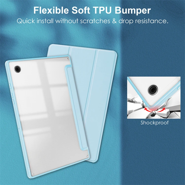 Für Galaxy Tab A9 Plus Tablet-Schutzhülle aus Acryl, transparent, dreifach faltbar, Flip-Lederhülle, leicht – Detail 5