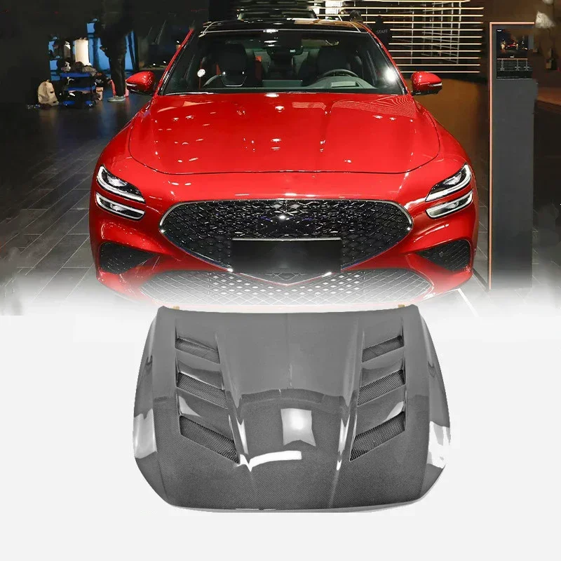 

Для Genesis G70: Модифицированный капот из углеродного волокна с воздухозаборником, комплект обвеса, автомобильные аксессуары