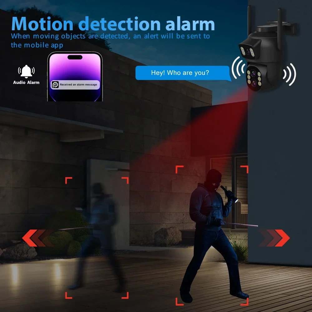 6MP WiFi Camera Outdoor 12MP 10X Zoom Three Lens Dual Screens CCTV Video Cam Auto Tracking Security Protection Surveillance