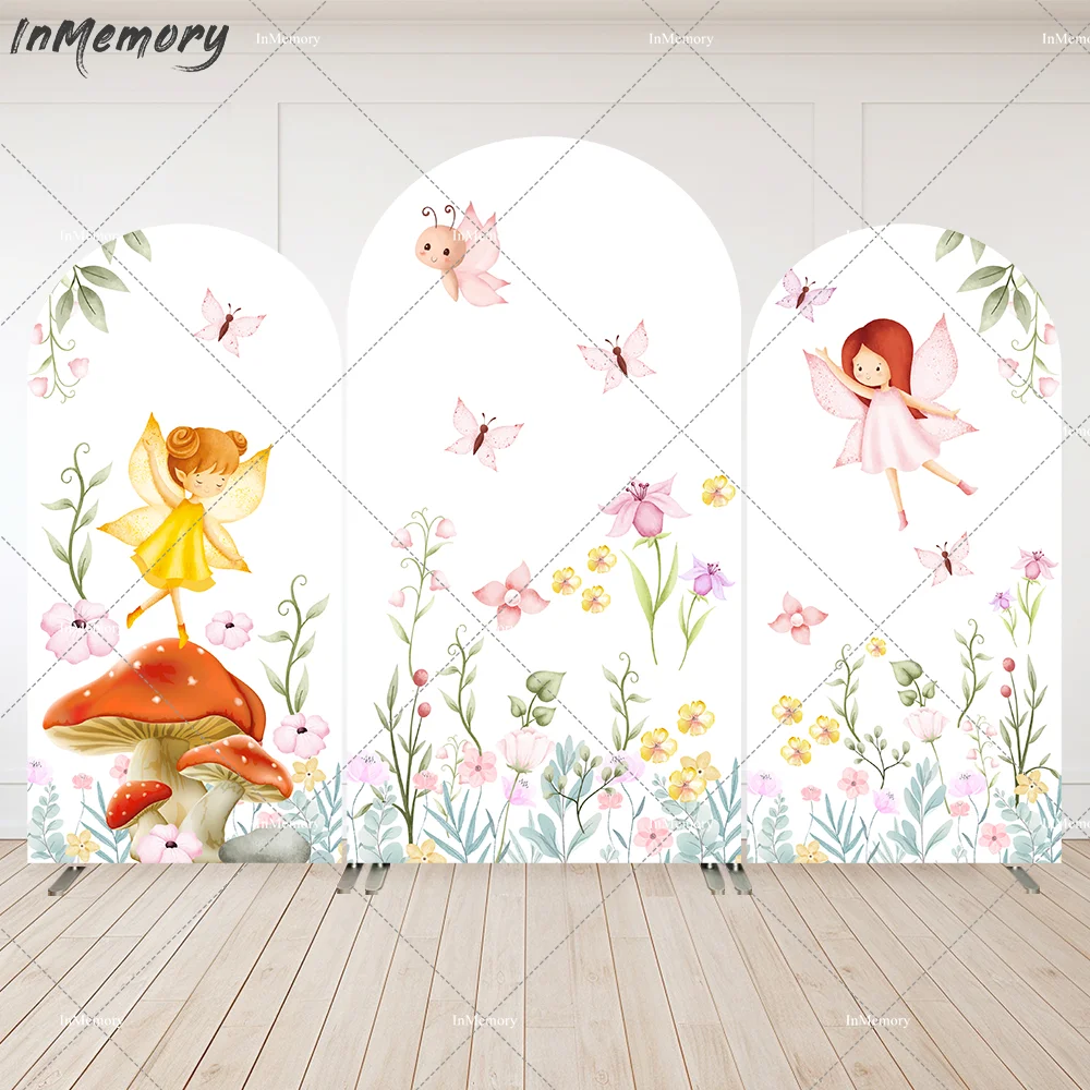

Girl Birthday Party Decoration Arch Backdrop Cover Fairy Princess 1st Birthday Arched Wall Photo Background Party Supplies