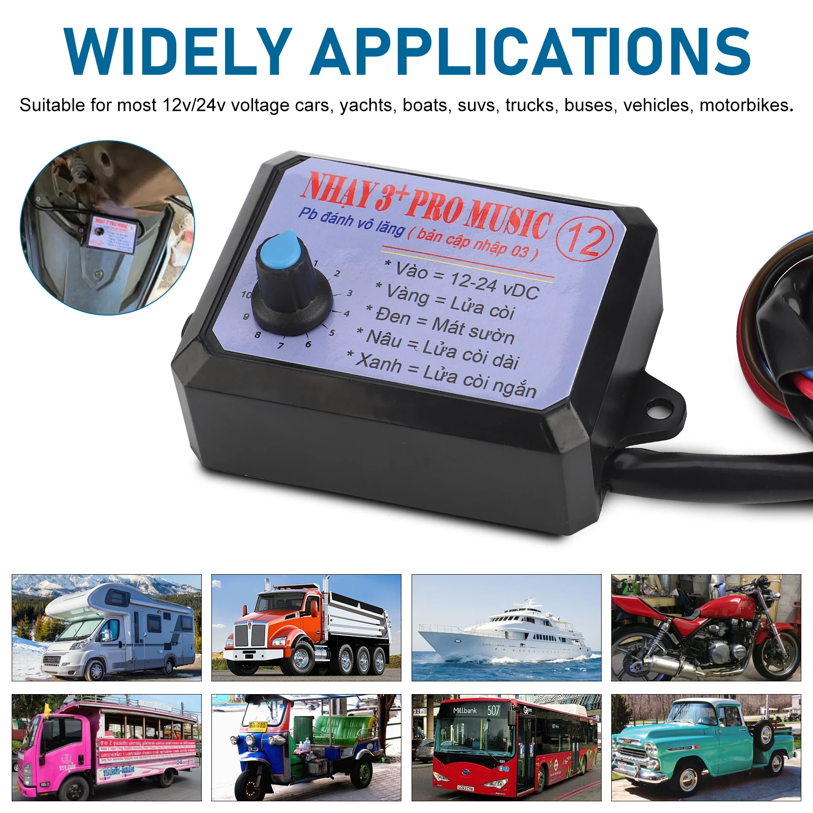 12-24V Car Horn Controller Electric Speaker Sound Control Unit With For Car Trucks Motorbike Marine 8/12 Sound Effects Switching