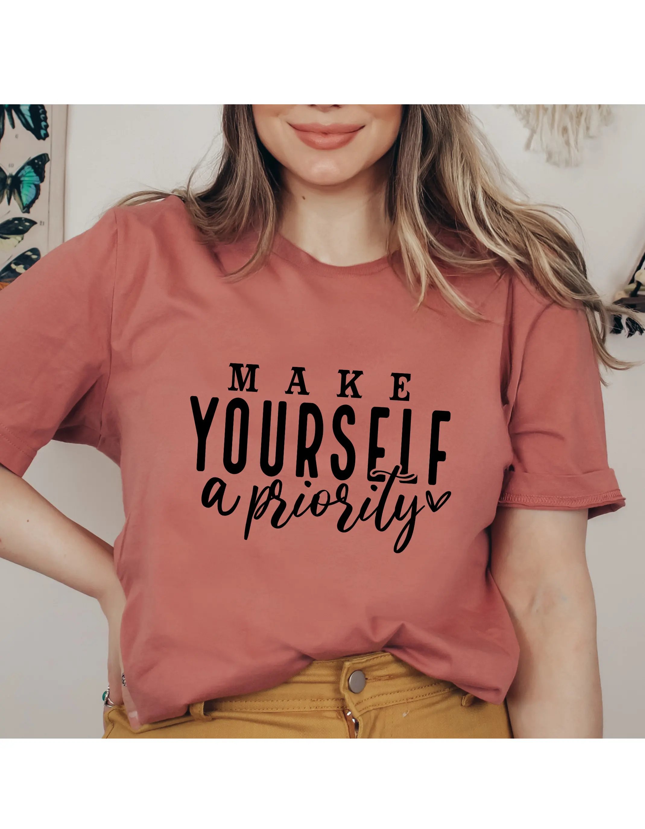 Make Yourself A Priority Women's T Shirt Mental Health Awareness Inspirational Child Top