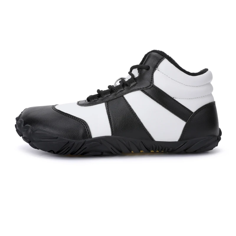 Men Wide Toe Minimalist Hiking Shoes, Fleece Lined Non Slip Wear Resistant Outdoor Barefoot Training Sneakers