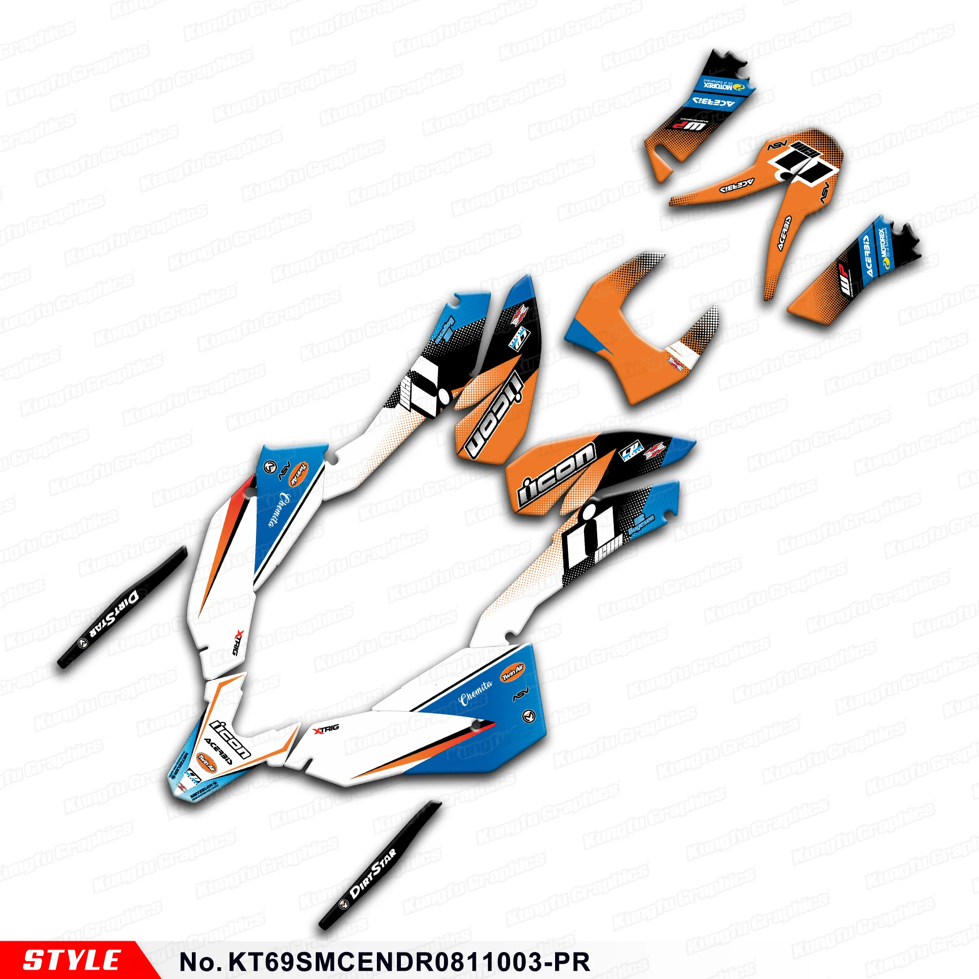 

Aftermarket MX Graphics Motocross Sticker for KTM 690 SMC-R Enduro R 2008 2009 2010 2011, KT69SMCENDR0811003-PR