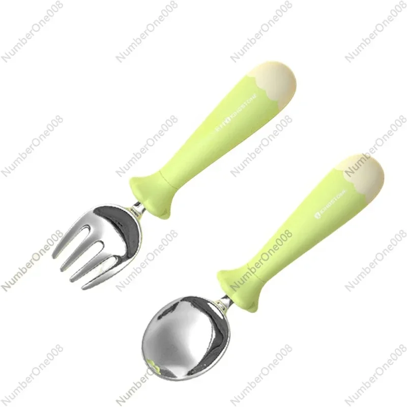 Stainless Steel Baby Independent Eating Fork and Spoon Set Baby Complementary Food Children Special Learning Eating Tableware
