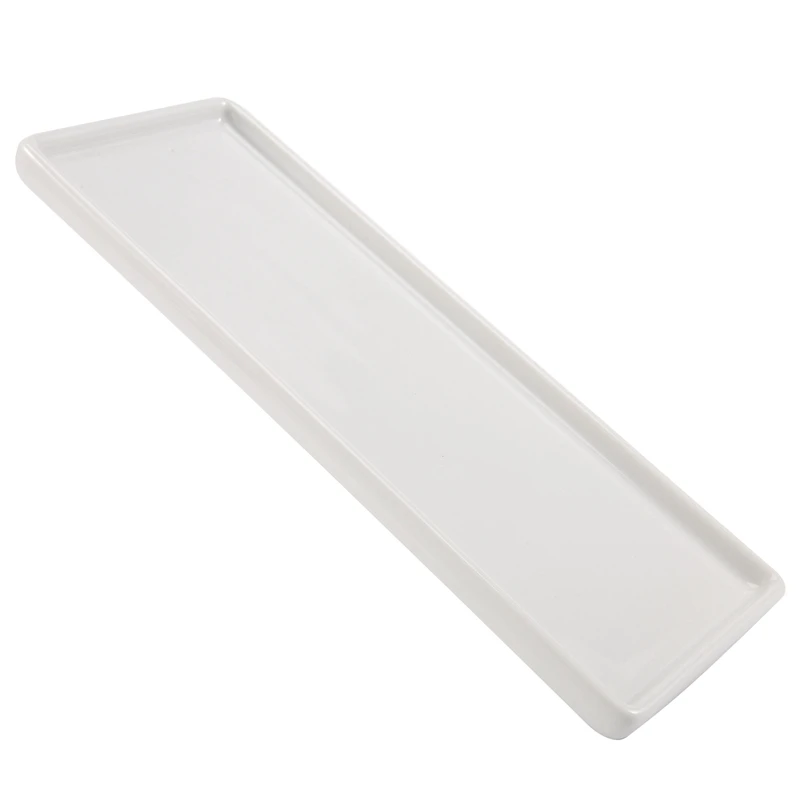 Rectangular Ceramic Tray Plate White Porcelain Rectangular Plate Mouthwash Cup Tray Bathroom Living Storage Tray