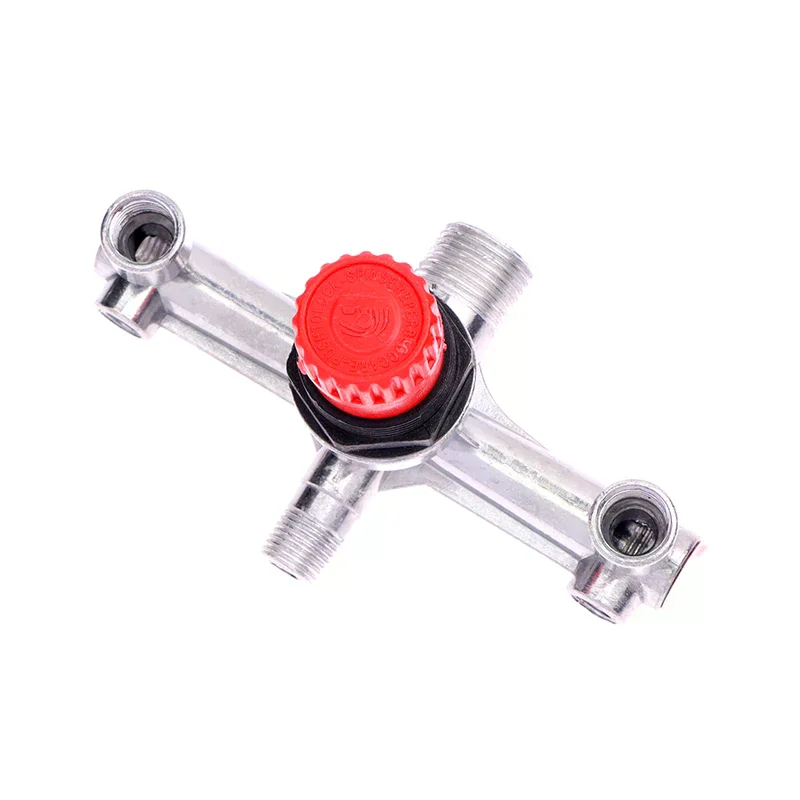 1pc Air Regulator Valve Double Outlet Tube Compressor Switch Pressure Regulator Valve Fitting Part for Piston Air Compressor