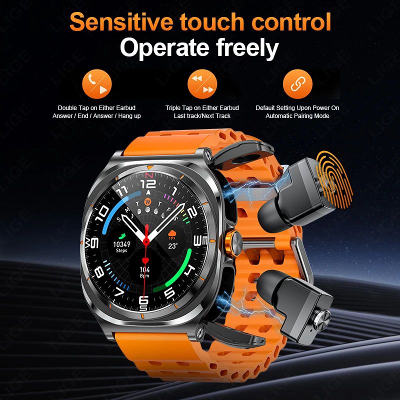 2025 新しいスマートウォッチメンズ TWS イヤホン 400mAh 大バッテリー超 HD AMOLED スクリーン Bluetooth 通話スポーツスマートウォッチサムスン