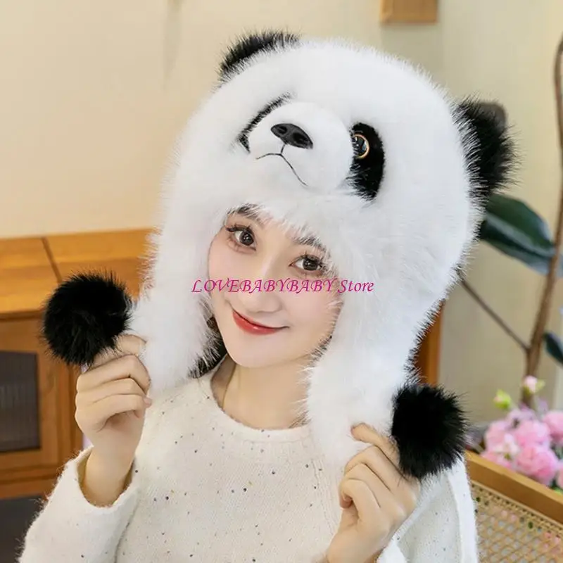 Plush Panda Hat Cartoon Cartoon Caps Caps Cold Resistant Roattan