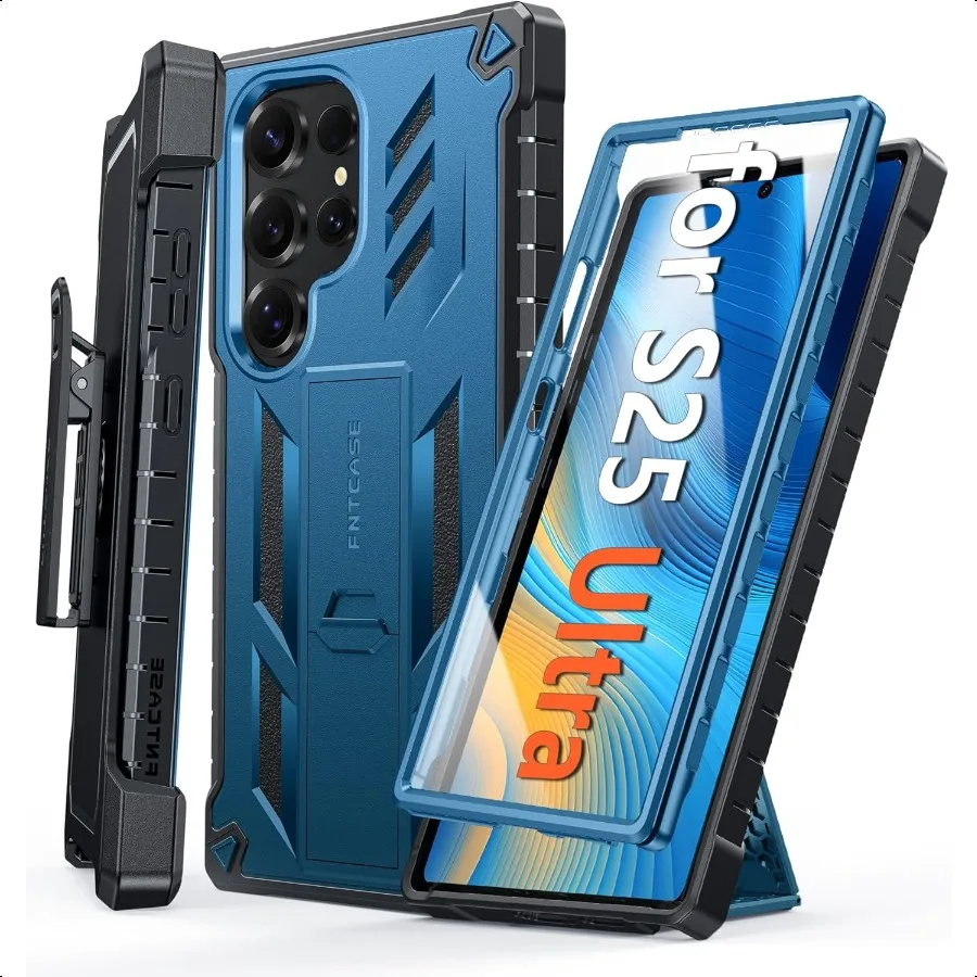 

FNTCASE for Samsung Galaxy S25Ultra Case: Military Grade Red Cell Phone Cover with Kickstand Holster Shockproof TPU Protection