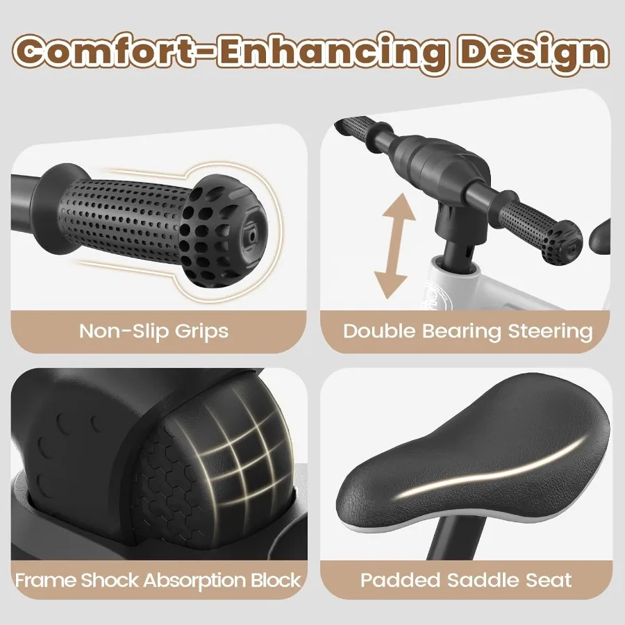 14インチバランスバイク、3～6歳向け、軽量幼児用自転車、空気入りゴムタイヤ、調節可能なシート、丈夫なプッシュバイク、ギフトに最適