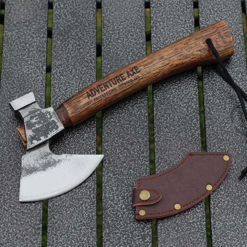 Forged Tactical Small Hand Axe Woodworking Axe Made of Green Oak An Outdoor Camping Survival Self-defense EDC Tool