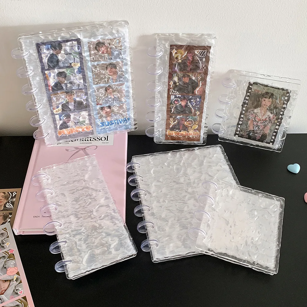 Kpop Fashion Transparent Wave 4-Grid Photo Card Holder Korean Girl Idol Photo Storage 3-Inch Card Album Gifts Desktop Ornament