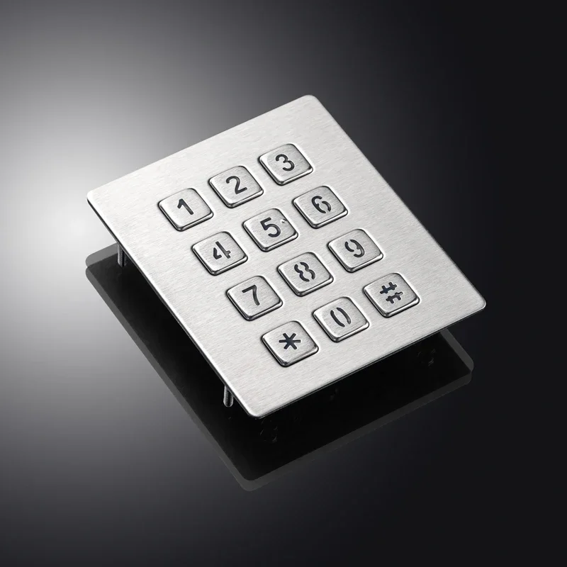 12 Keys Panel Mount Rugged Backlight Metal Numeric Keypad For Smart Locker Access Control