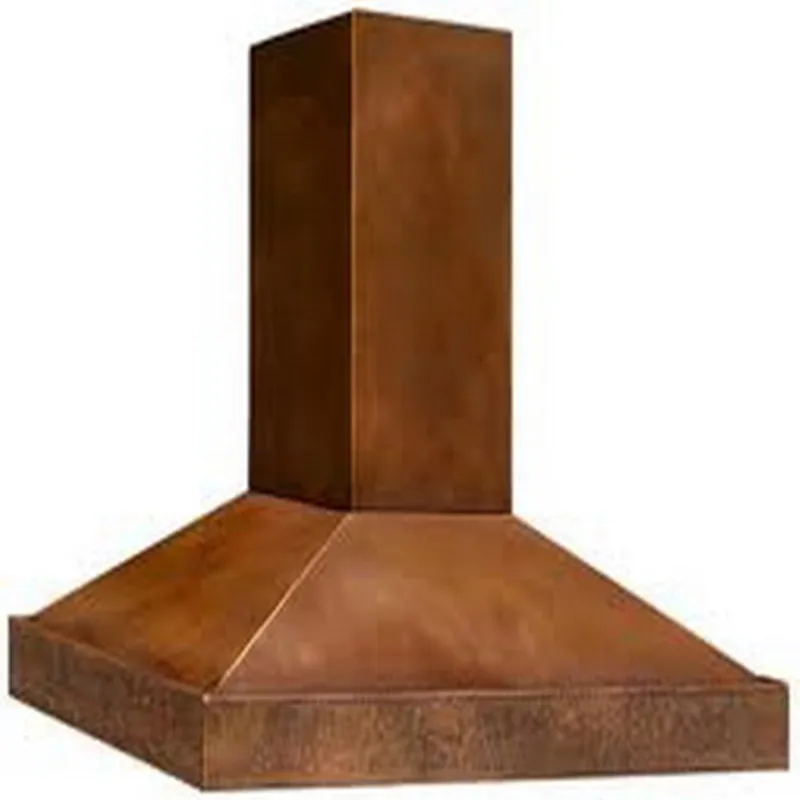 Rectangular bowl shaped copper kitchen range hood