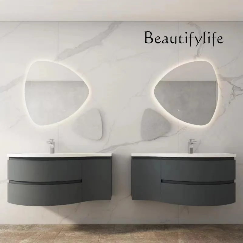 

Big belly basin bathroom cabinet narrow small apartment wash basin washbasin solid wood bathroom cabinet hanging cabinet