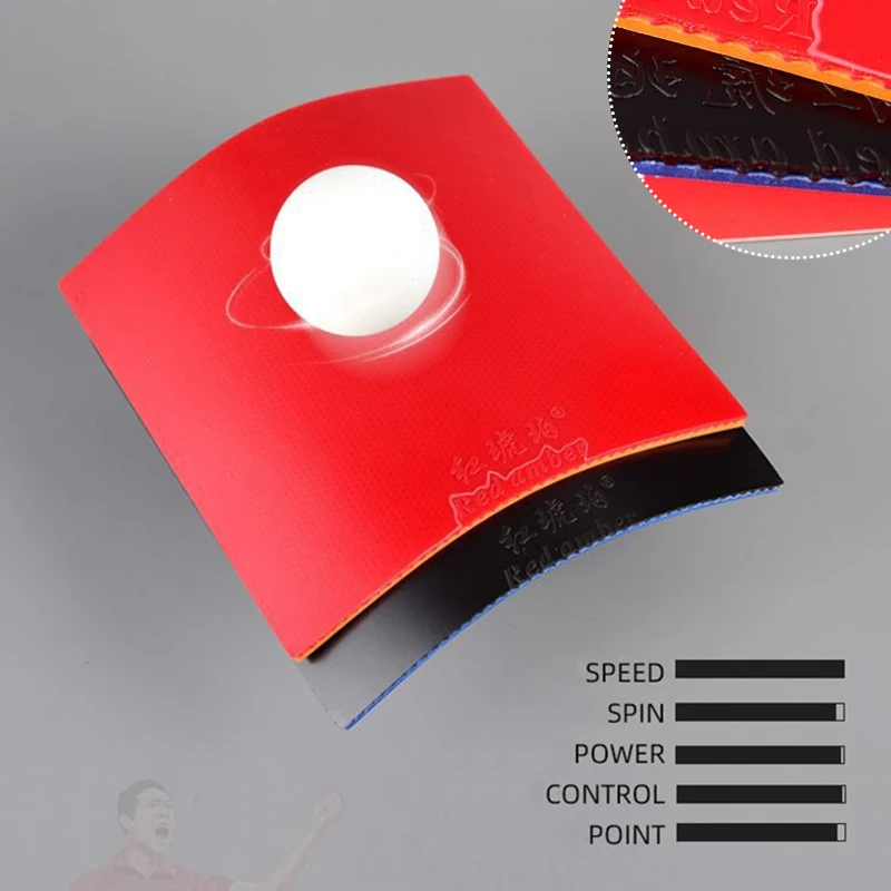 Red Amber Table Tennis Rubber Sticky Ping Pong Rubber With Inner Energy Sponge Lightweight Highly Elastic Table Tennis Training