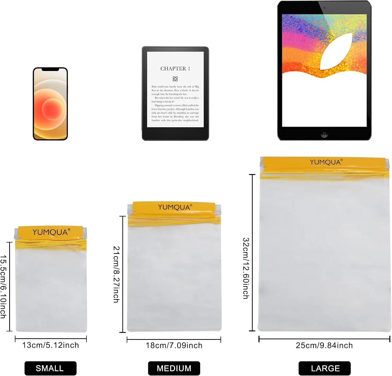 Waterproof Dry Bag 3 Pack - Clear Phone Pouch for Kayaking, Beach, Swimming, Boating, Passport Holder, Map Case, Small Medium Large view 2