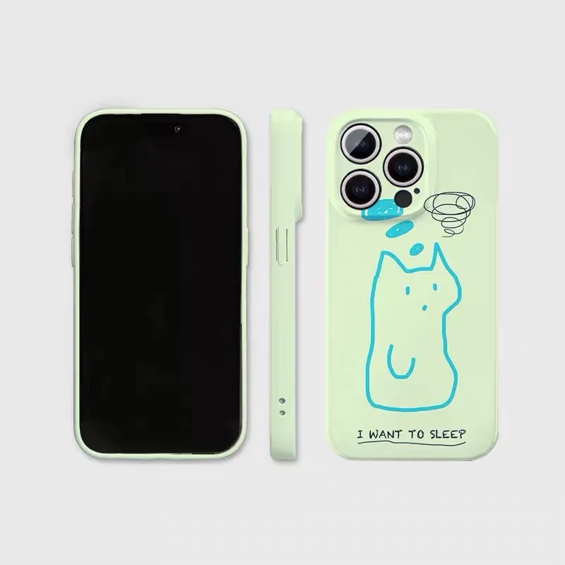 

Green Puppy I Want To Sleep Phone Case for IPHONE 16 15 PRO MAX 14 13 12 11 PRO XR XS Acrylic TPU Two in One Mobile Phone Cases