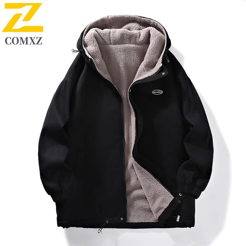 

COMXZ Men Cotton Padded Jacket Comfortable Solid Color Middle Age Travel Snowy Winter Jacket 2025 Hiking Minimalist Padding Coat
