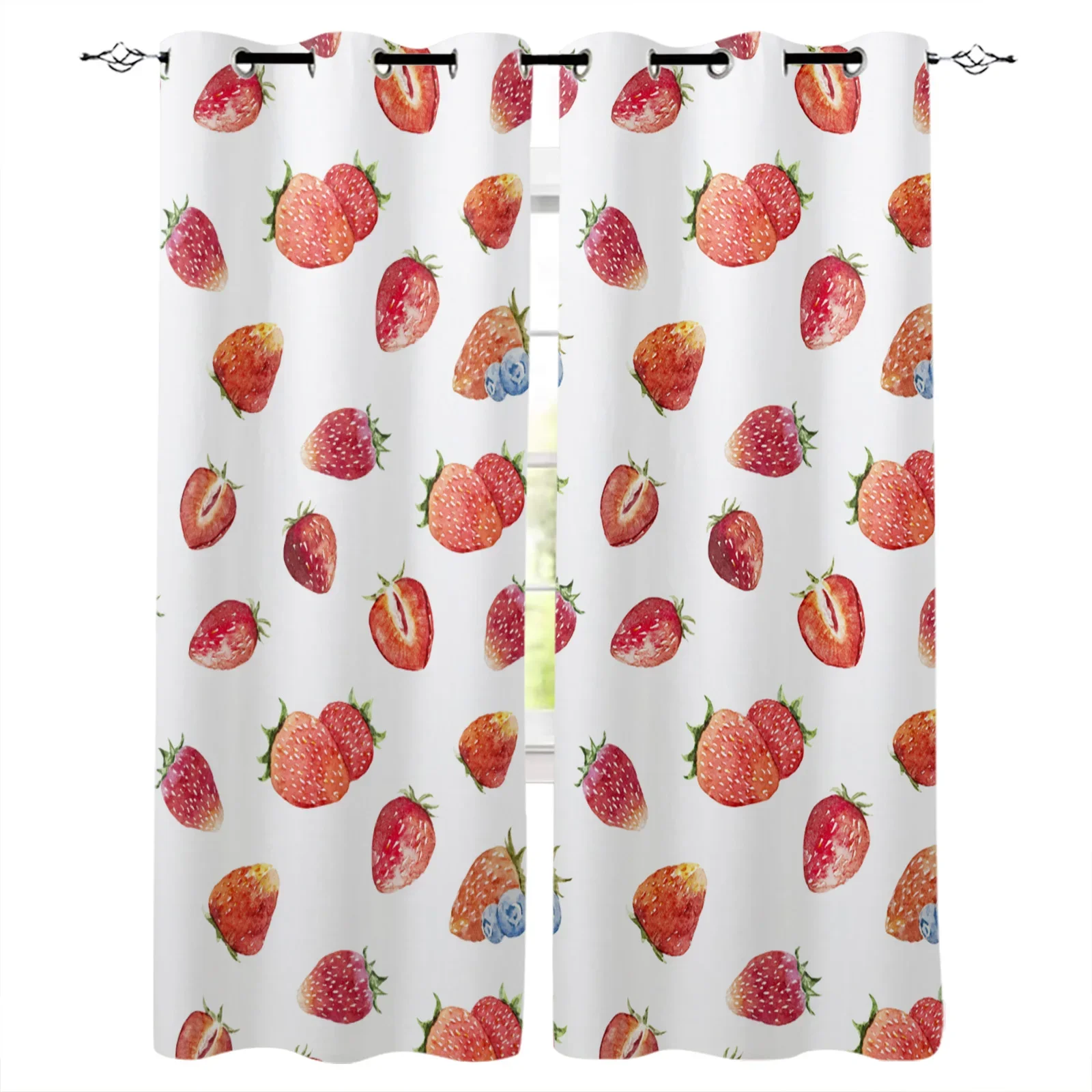 Strawberry Berries Fruits Blackout Curtains Window Curtains For Bedroom Living Room Decor Window Treatments