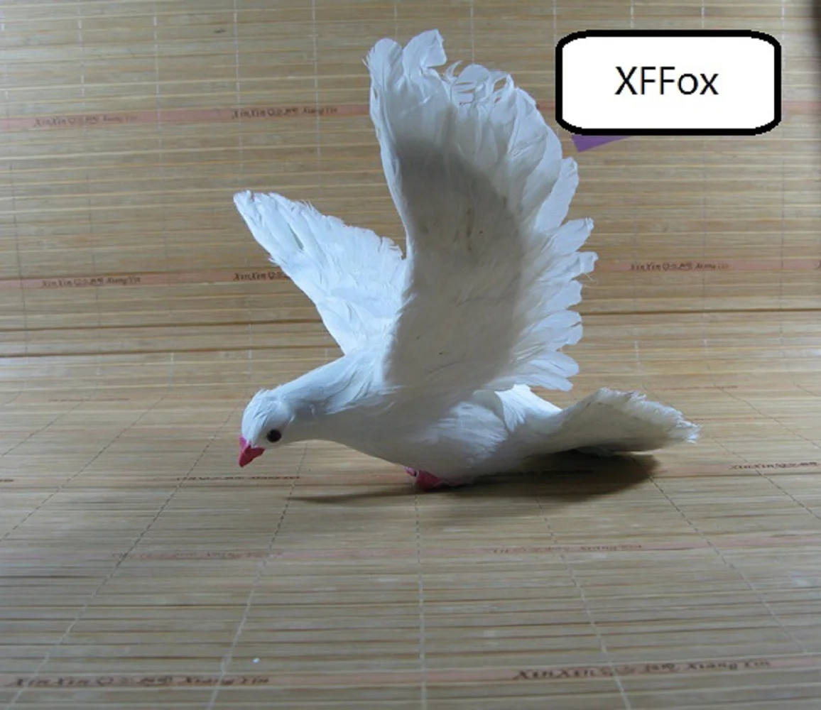 big real life pink mouth pigeon model plastic&feather wings white dove bird doll about 38x26cm xf0046